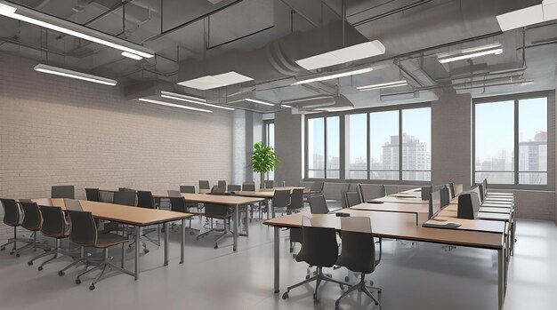 3d rendering loft business meeting and working room on office building