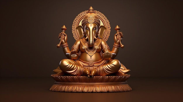 3D rendering of lord Ganesh and Lakshmi worshipped