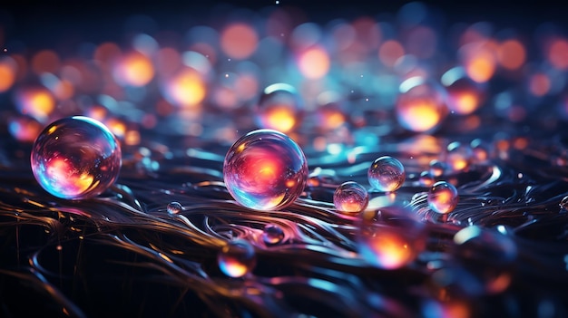 3d rendering of a lot of soap bubbles floating in the water