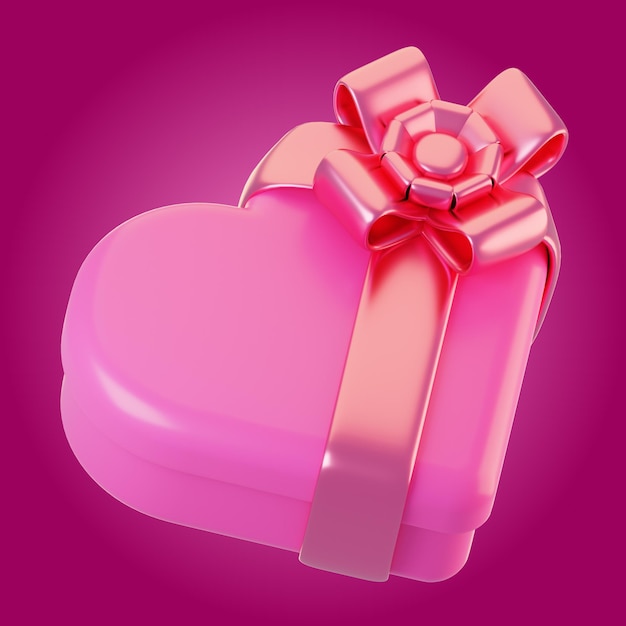 Foto 3d rendering love gift icon con il concetto di icona del giorno di san valentino in stile cartone animato