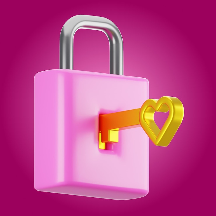 Photo 3d rendering love padlock icon valentine day icon concept