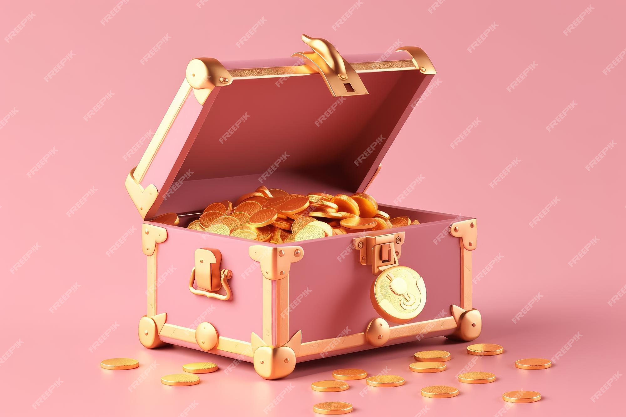 Premium Photo  Chest full of gold coins on a white background. 3d render