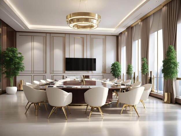 3d rendering luxury business meeting and working room in executive office