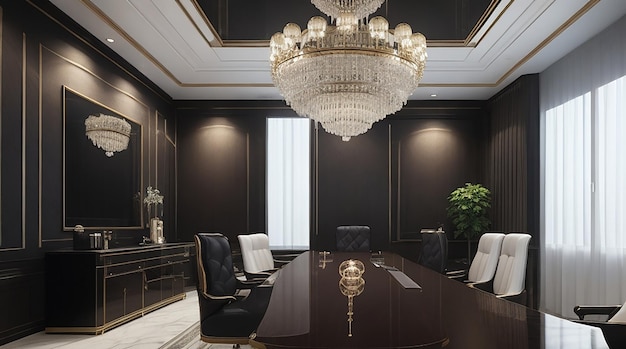 3d rendering luxury business meeting and working room in executive office