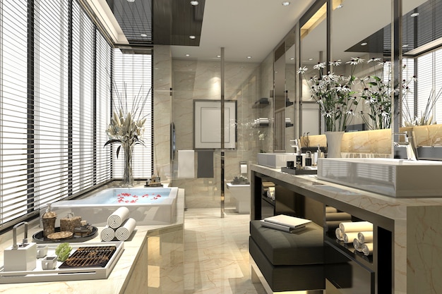 3d rendering of luxury modern bathroom