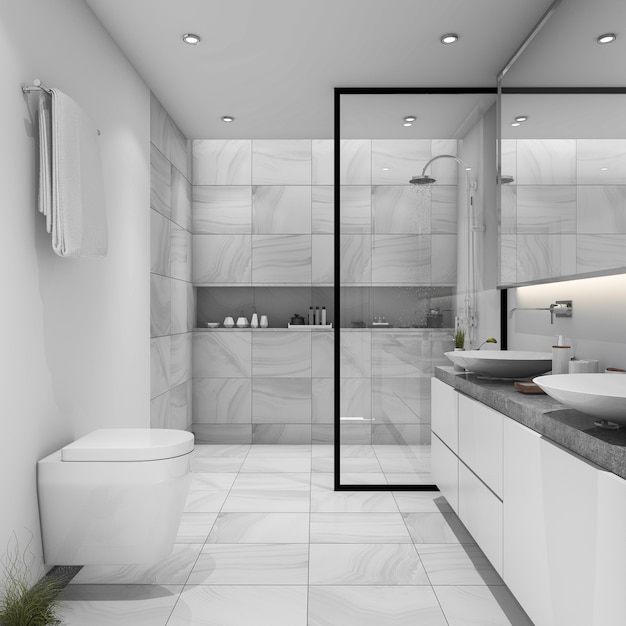 3d rendering of luxury modern bathroom