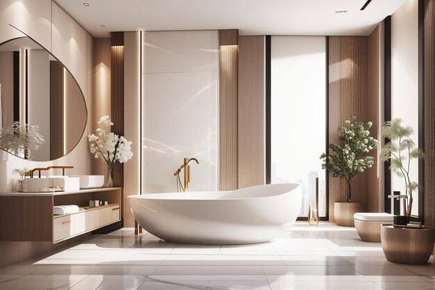 3d rendering luxury modern design bathroom and toilet