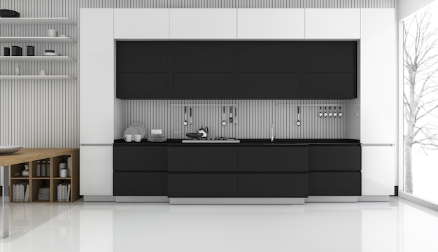 3d rendering of luxury modern kitchen