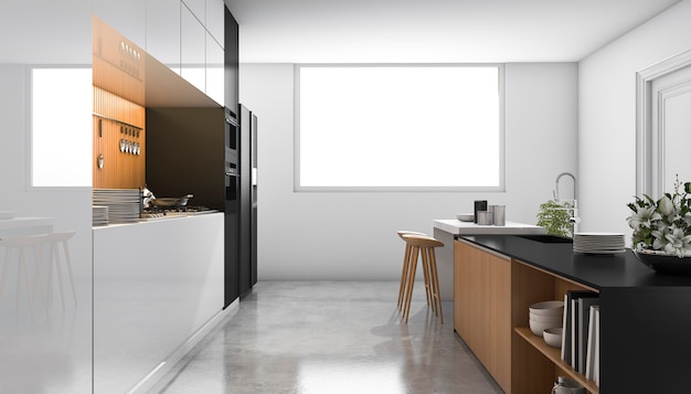 3d rendering of luxury modern kitchen