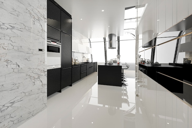 3d rendering of luxury modern kitchen