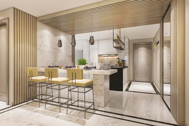 3d rendering of luxury modern kitchen