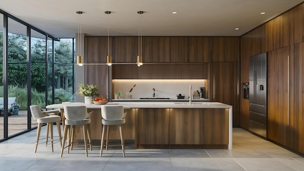 3d rendering of luxury modern kitchen