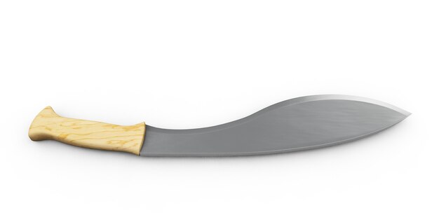 3D rendering of machete, isolated on white background.