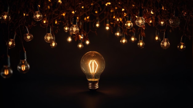 3D Rendering Magic A Shining Lightbulb Amongst Shutdown Ones a Symbol of Outstanding Solutions