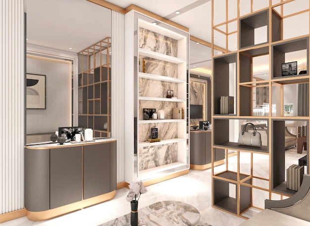 Photo 3d rendering of magnificent and enticing cabinet interior design