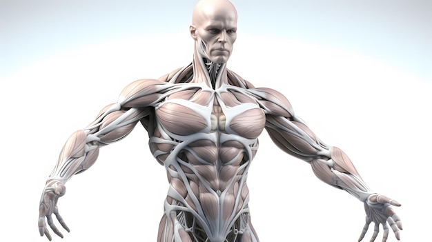 3D rendering male anatomy figure on white