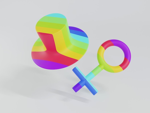 3D rendering male and female gender symbol