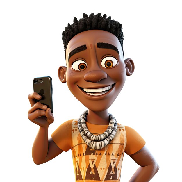 Photo 3d rendering of a man from africa taking a selfie