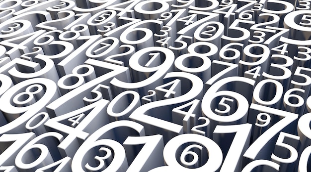 Rendering 3d molti numeri diversi numerologia