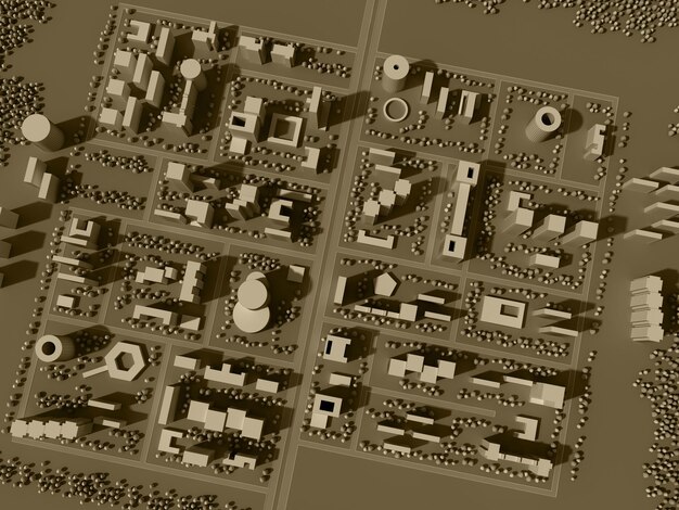 3d rendering map of city