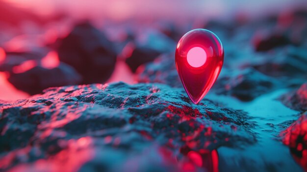 3d rendering of map marker in the style of bokeh generated by ai