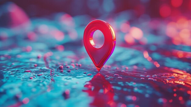 Photo 3d rendering of map marker in the style of bokeh generated by ai