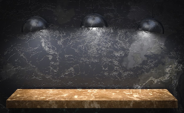 3D Rendering, marble studio table luxury background for display product stand with empty copy space 