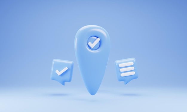 3d rendering Mark location icon isolated on blue background 3d illustration