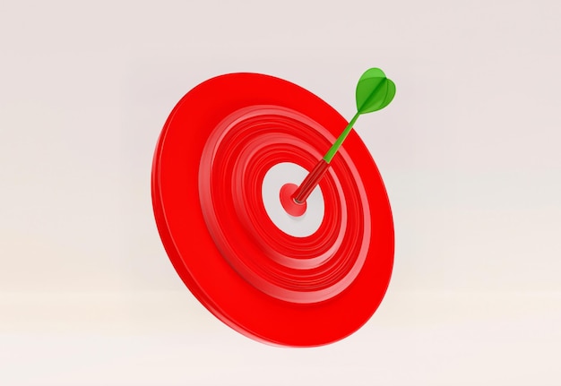 3D rendering of marketing target concept The dart hits the target in the center