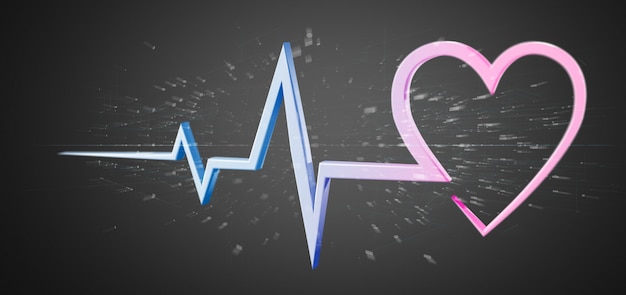 3d rendering medical heart curve isolated 