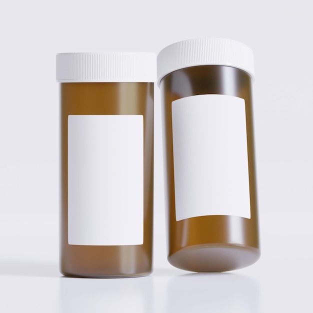 3d rendering of medical pill bottle on gray background