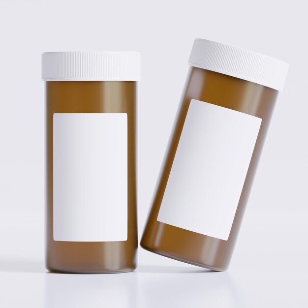 3d rendering of medical pill bottle on gray background