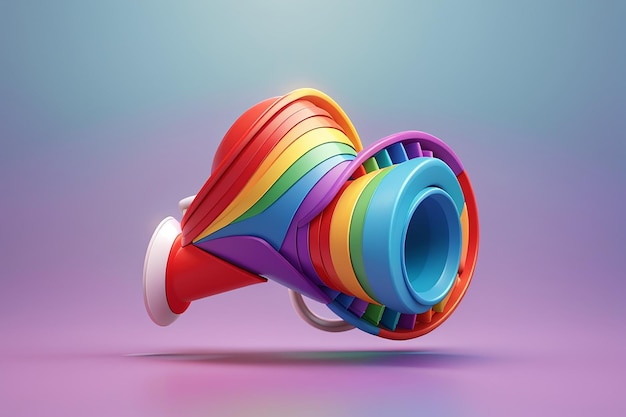 背景に虹色の lgbtq 色のメガホン吹き出しの 3 d レンダリング