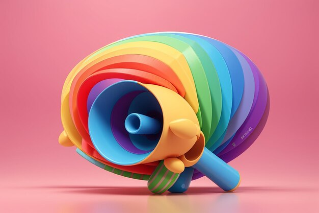 3d rendering of megaphone speech bubble in rainbow lgbtq color color on background