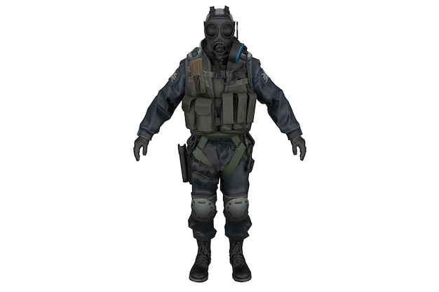 3d rendering mercenary soldier with mask