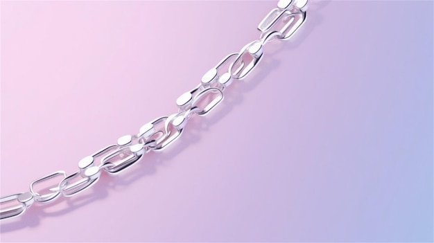3d rendering of a metal chain on a pastel blue background