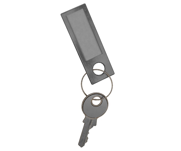 Photo 3d rendering metal key with label