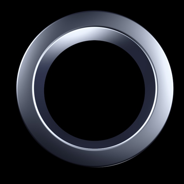 Photo 3d rendering metal ring isolated on black background