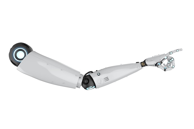 3D-rendering metalen cyborg arm geïsoleerd op wit