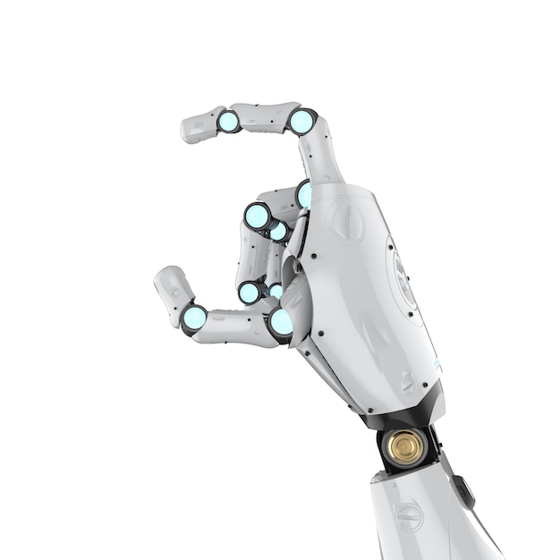 3D-rendering metalen cyborg arm geïsoleerd op wit