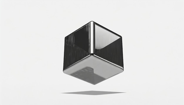 3d rendering of metallic cube floating