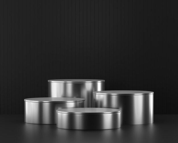 3d rendering of a metallic modern podium