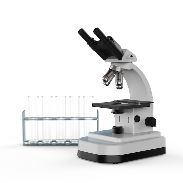 3D-рендеринг микроскоп или оптический прибор с пробирками