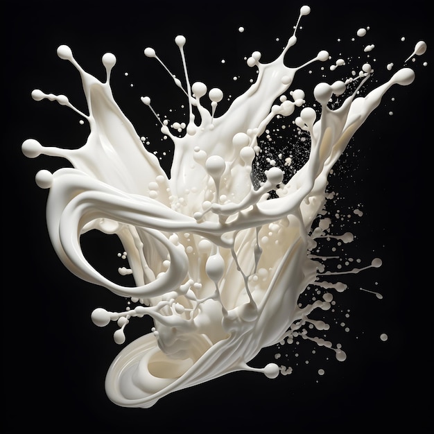 Photo 3d rendering of milk splash for advertising