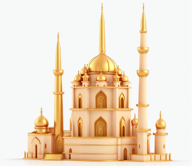 3d rendering of a miniatur mosque on a isolate white background