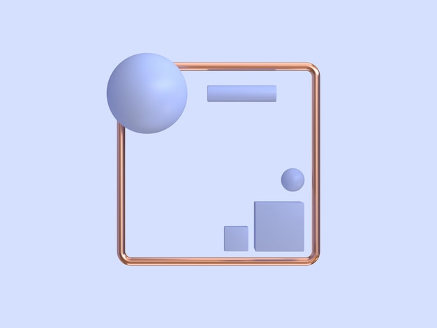 3d rendering minimal abstract purple-violet   copper frame geometric shape