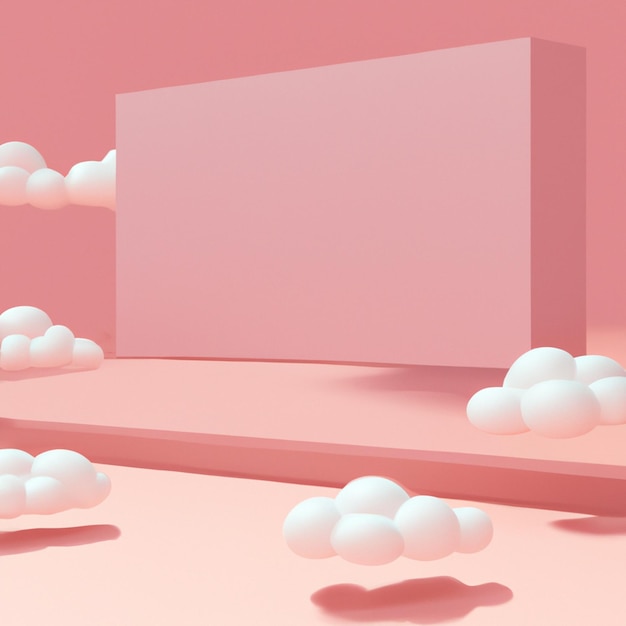 3D rendering Minimal pink gift card on cloud  Valentine background create with generative ai technology	.