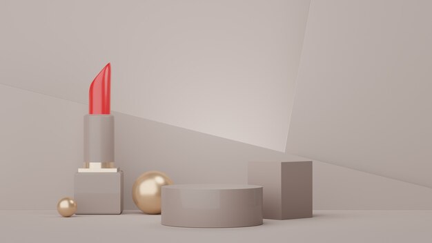 3d rendering of minimal scene of blank podium with cosmetics Display stand for product mock up