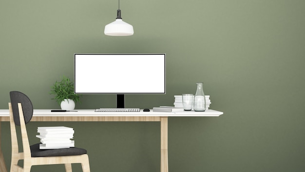 Foto rendering 3d stile minimal interno spazio di lavoro minimo o soggiorno e parete decorare