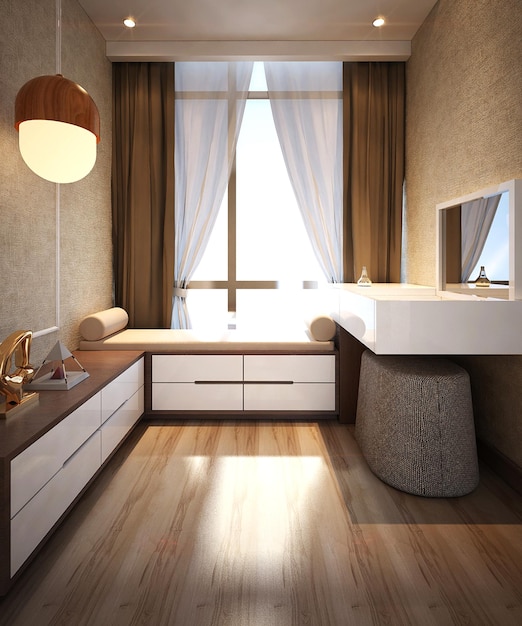 3D Rendering of Minimalist and Fancy Cabinet Interior Design